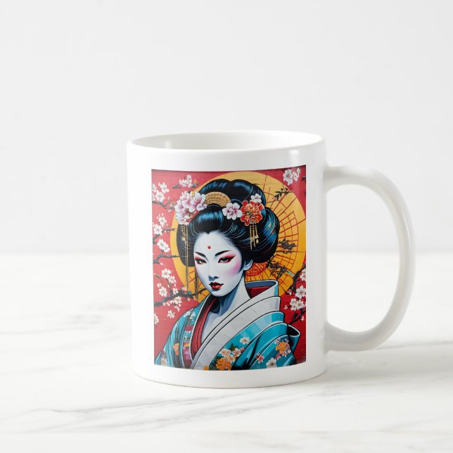 Geisha, Kimono, Sakura, cherry blossoms, Japanese  Kaffeetasse (Rechts)