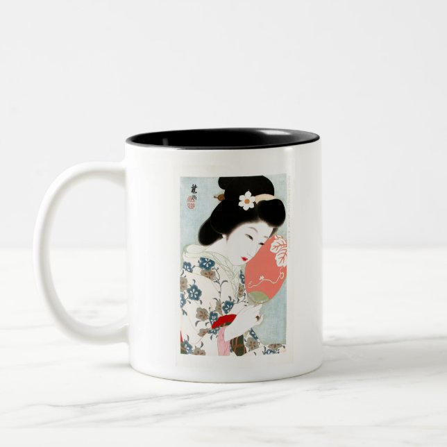Geisha Lady Art Zweifarbige Tasse (Links)