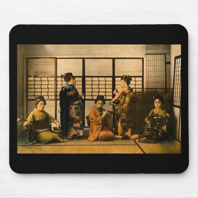 Geisha-Mädchen-Magie-Laternen-Dia Mousepad (Vorne)