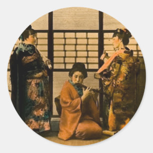 Geisha-Mädchen-Magie-Laternenbild Runder Aufkleber