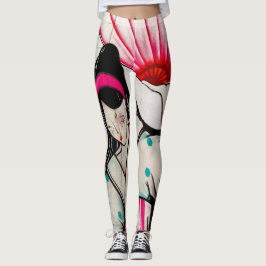 Geisha-Mädchen mit Regenschirm Leggings