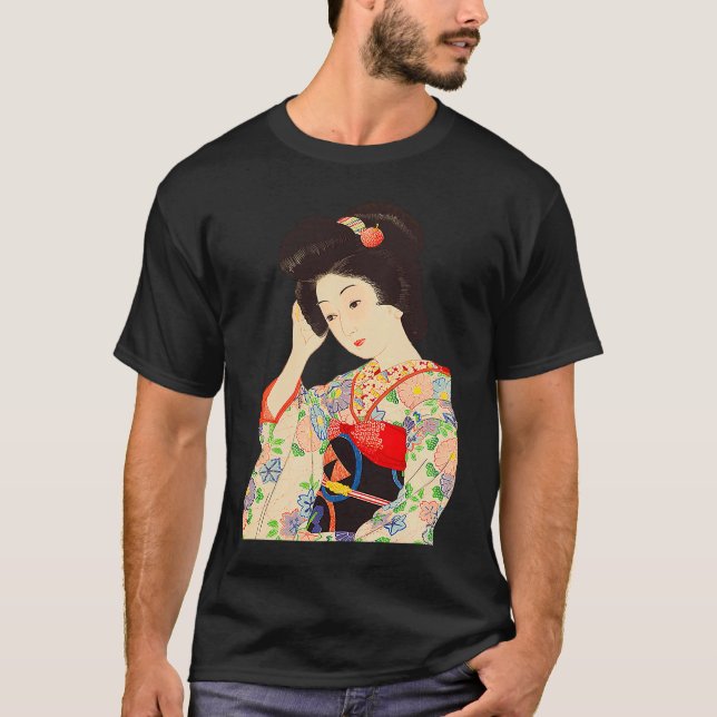 Geisha Maiko Kimono Japanese Japan painting Kawase T-Shirt (Vorderseite)