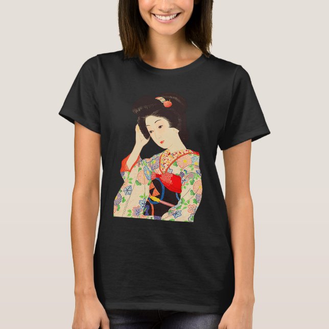 Geisha Maiko Kimono Japanese Japan painting Kawase T-Shirt (Vorderseite)