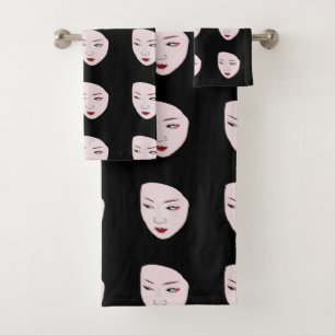 Geisha-Maske Badhandtuch Set