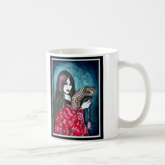 Geisha mit Fächer Kaffeetasse (Rechts)