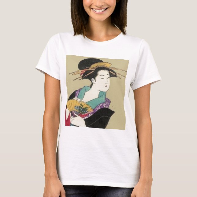 Geisha mit Fan T-Shirt (Vorderseite)
