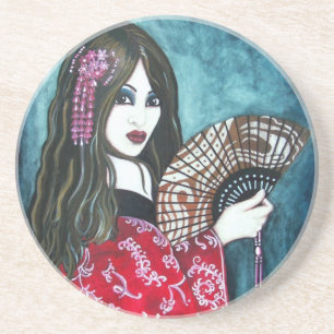 Geisha mit Fan Untersetzer