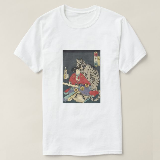 Geisha mit ihrem weißen Tiger T-Shirt (Design vorne)