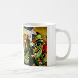 Geisha mit olivgrüner Kimono-Tasse Kaffeetasse