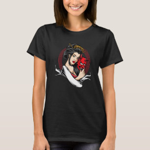 Geisha mit Oni Mask Devil Demon T-Shirt