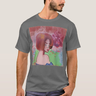 Geisha mit Samurai in den Wolken Japanisch Harajuk T-Shirt