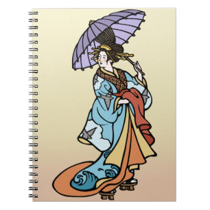 Geisha mit Sonnenschirm Notizblock