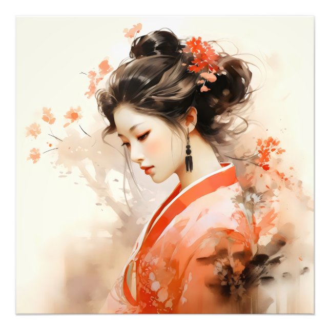 Geisha Orange Ink Fotodruck (Vorne)