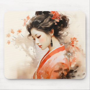 Geisha Orange Ink Mousepad