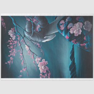 Geisha-Oriental-Frau, Chinoiserie, Kirschblüte Seidenpapier