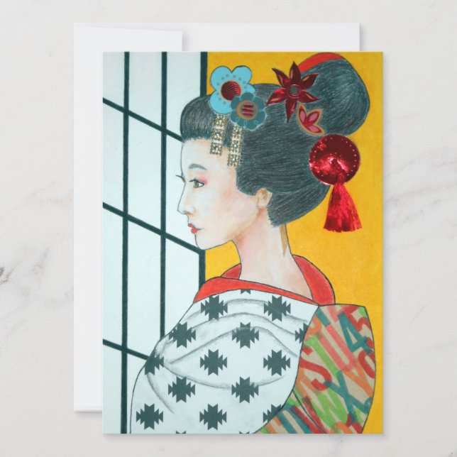 Geisha Original Art Flat Grußkarte (Vorderseite)