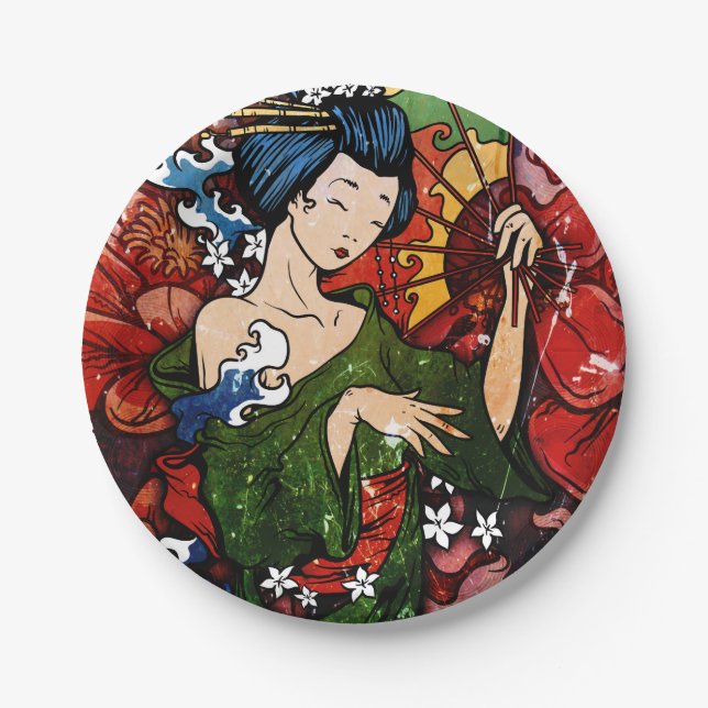 Geisha Pappteller (Vorderseite)