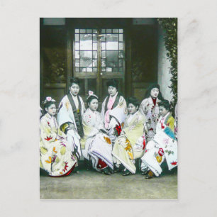 Geisha Posing von Brothel Vintag Glass Slide Postkarte