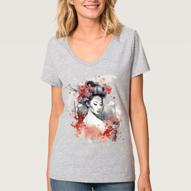 Geisha Print Design T - Shirt (Vorderseite)