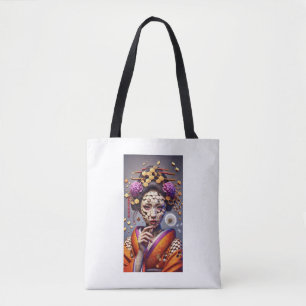 "Geisha Puzzle Illusion - Artistic Tote Bag"