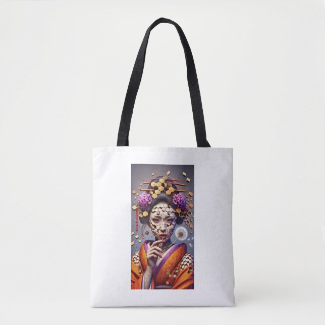 "Geisha Puzzle Illusion - Artistic Tote Bag" (Vorderseite)