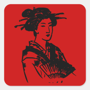 Geisha Quadratischer Aufkleber