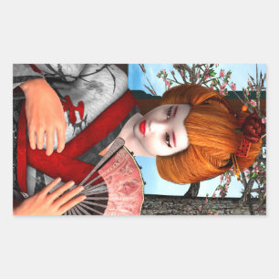 Geisha Rechteckiger Aufkleber