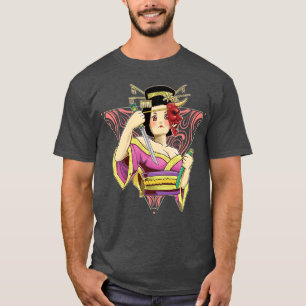 Geisha Samurai Demon Mask Female  T-Shirt