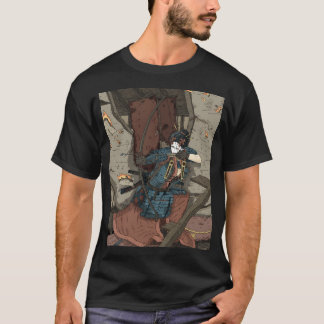 Geisha Samurai Mädchen mit einem Jungen und Katana T-Shirt