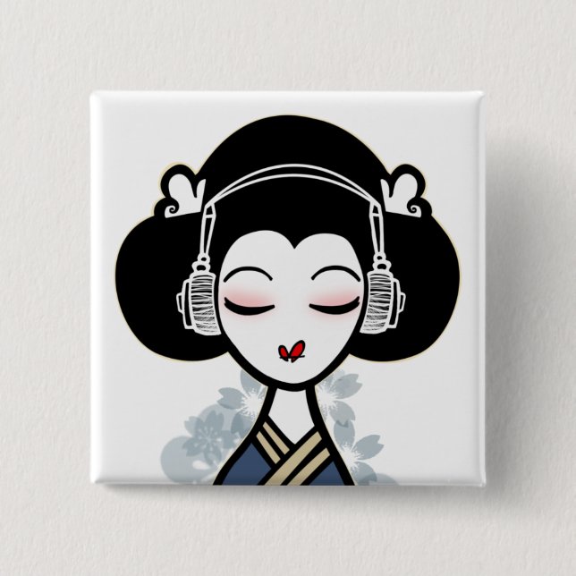 Geisha schlägt Knopf Button (Vorderseite)