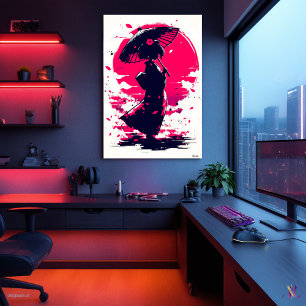 Geisha Serenity - Elegance im Sakura Breeze Poster