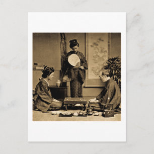 Geisha spielt Meister im Spiel des Go 囲碁 Vintage Postkarte