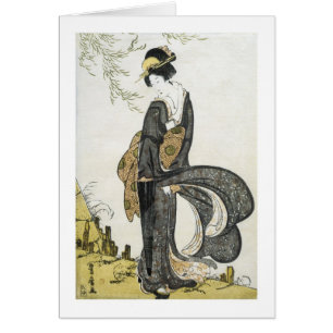 Geisha Stehend im Wind, Toyohiro, 1805