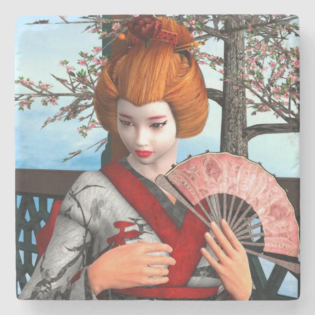Geisha Steinuntersetzer (Vorderseite)