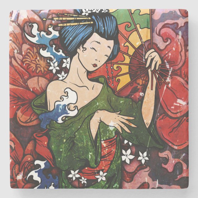Geisha Steinuntersetzer (Vorderseite)