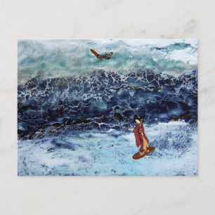 Geisha Surfing Postkarte