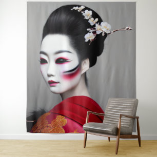 Geisha-Tapete Wandteppich