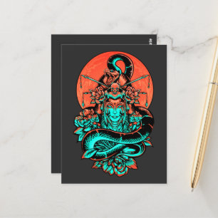 Geisha Tattoo verbrannte orange und schwarz Postkarte