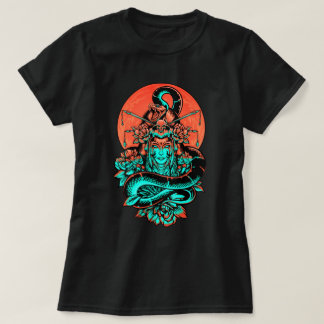 Geisha Tattoo verbrannte orange- und schwarzer T - T-Shirt