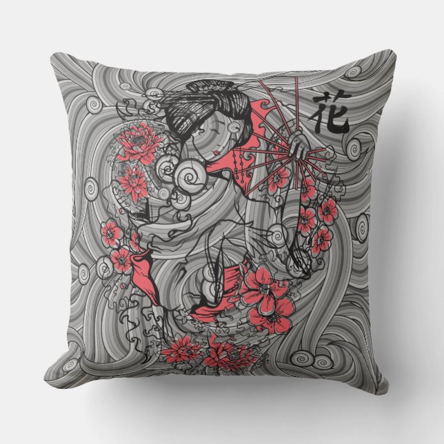 Geisha Throw Pillow Kissen (Vorderseite)