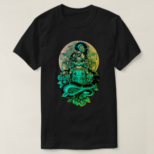 Geisha Türkis und schwarze Blumen T-Shirt