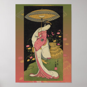Geisha Umbrella Abstrakt Japan Pop Art Poster