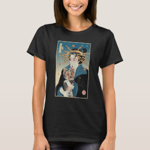 Geisha und Dog Yorkshire Ukiyo E Warrior Samurai Y T-Shirt