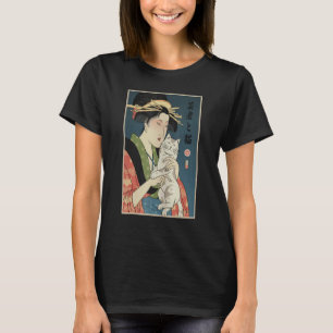 Geisha und Katze 1 Ukiyo E Japanischer Krieger Sa T-Shirt