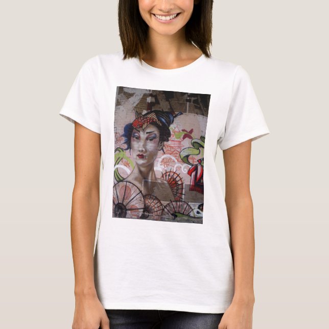 Geisha Urban Graffiti Street art T-Shirt (Vorderseite)