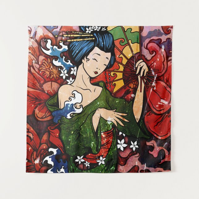 Geisha Wandteppich (Vorderseite)