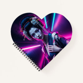 Geisha with Neon Background - Fridge Magnet Art Notizbuch