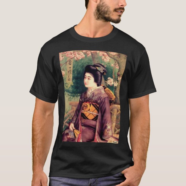 Geisha Women Vintage Japanese Woodblock T-Shirt (Vorderseite)