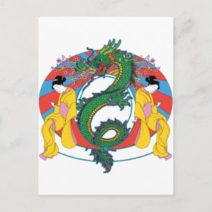Geishas mit Dragon Postkarte
