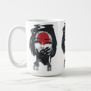 Geishas Stille: Rote und schwarze Tinte Kunst Kaffeetasse